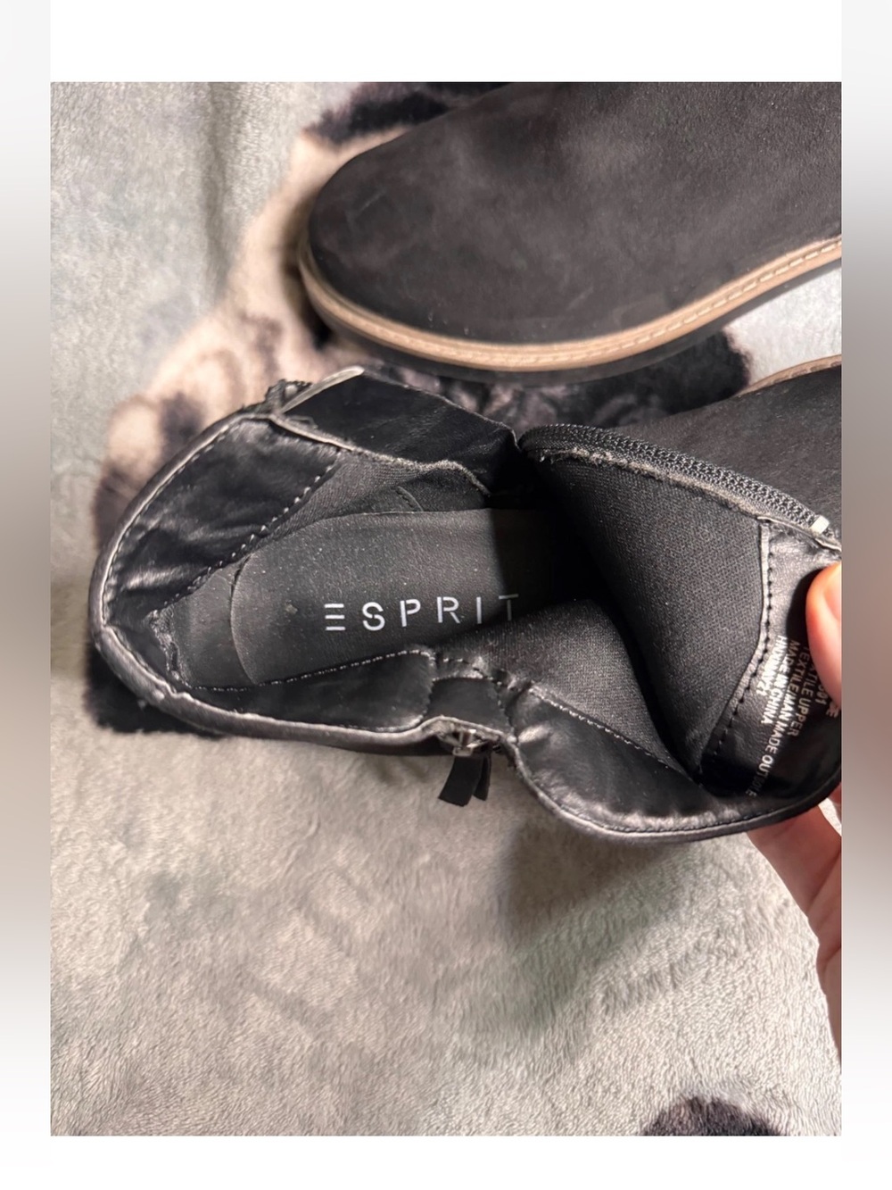 Esprit Black Suede Ankle Booties Boots Shoes with Side Zip - Picture 4 of 9